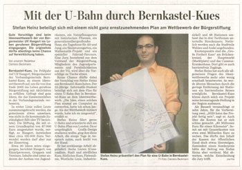 Zeitungsartikel über die Bernkastel-Kueser U-Bahn